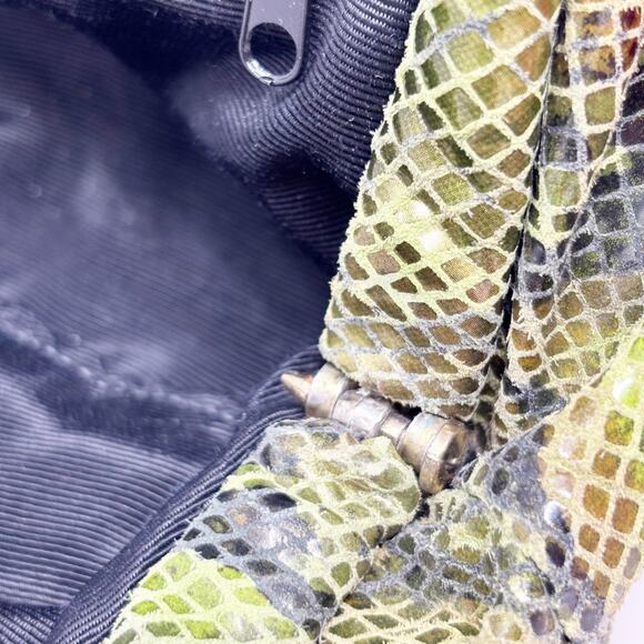 Vintage Faux Python Print Leather Puff Clutch J. Tiras Vintage Classic Timeless - Picture 7 of 14